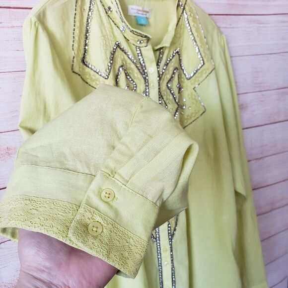 Pilcro Nayeli Beaded Embellished Western Style Cotton Shirt Blouse Size 3X - Picture 5 of 13